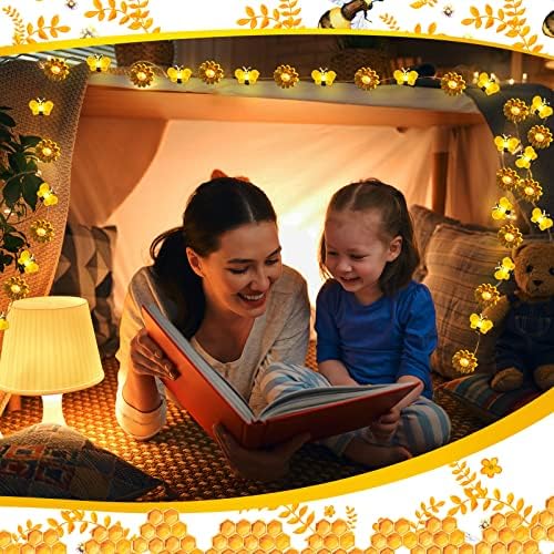 Zhanmai 2 Pcs Bee String Lights Decor 20ft Honeybee Fairy Lights with 60 LED Bulb Battery Operated Bee Tree Decorative for DIY Bedroom Patios Summer Party Indoor Outdoor Wedding Camping - Image 7