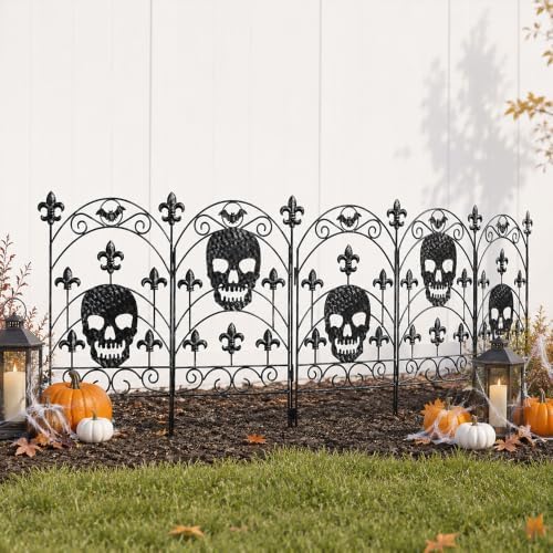 hogardeck Halloween Decorations Outdoor, Metal Fence Decorative Garden Stakes with Skull Head for Halloween Decor, Yard Signs for Halloween Outside Garden Lawn Porch Party Decorations - Image 5