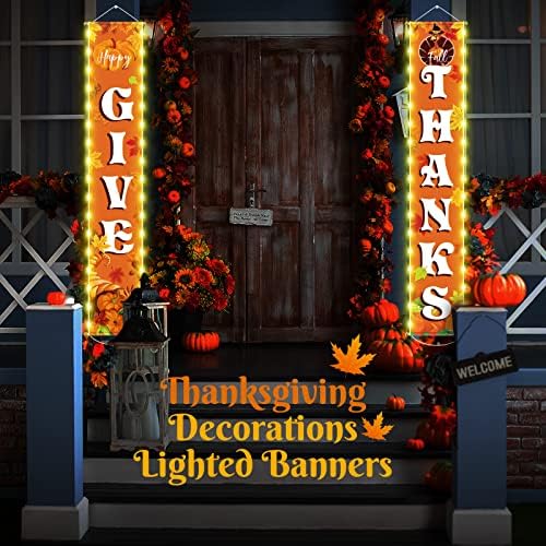 Lounsweer Give Thanks Banner with LED Light, Fall Porch Sign, 71x12 Inch - Image 5
