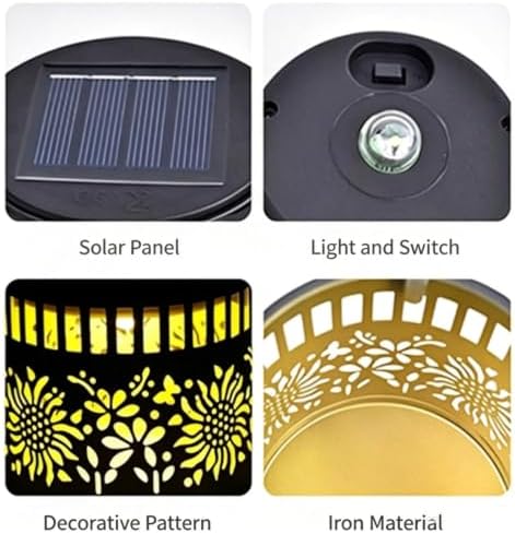 Solar Mandala Outdoor Wall Lights, 4 Pack 7 Color Changing Metal Fence Lanterns, Waterproof Solar Powered Deck Step Stair Lights for Garden Patio Yard Landscape Decor - Image 6
