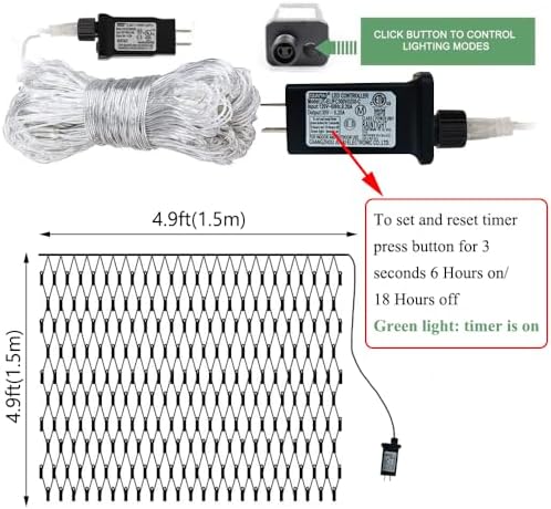 Net Light Outdoor Mesh Christmas Decorations, 100LED String Light Plug in Connectable Tree Warp Hanging 5ft x 5ft for Halloween, Shrubs, Lawn, Backyard, Walkway, Bushes, Garden Decor-Orange&Purple - Image 5