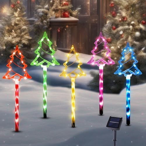 BRIGHTDECK Solar Christmas Tree Pathway Lights Outdoor Decorations, 5 Pack by BRIGHTDECK