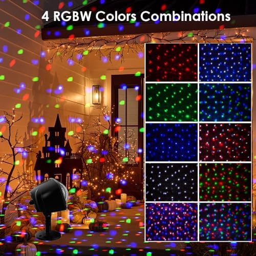 Halloween Snowfall Projector Lights Outdoor,RGBW Christmas Snowfall Projector Light, Rotating Falling Snow Projector with Remote Control for Party Garden Halloween Xmas Landscape Decor - Image 2