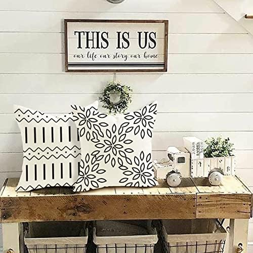 YCOLL Pillow Covers 16x16 Set of 4, Modern Sofa Throw Pillow Cover, Decorative Outdoor Linen Fabric Pillow Case for Couch Bed Car, Cream - Image 3