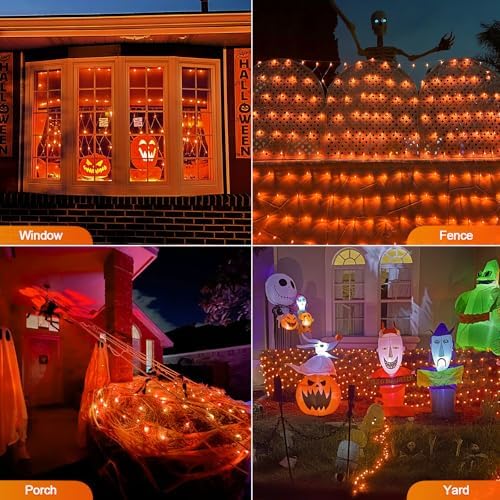 JMEXSUSS 200 LED Orange Net Lights for Halloween, Plug in, 9.8ft x 6.6ft - Image 4