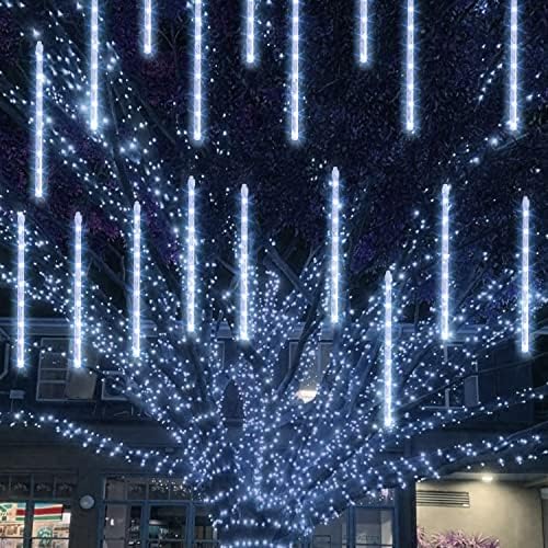 TW SHINE White Christmas Meteor Shower Lights Outdoor, 288LED 12" 8 Tubes Waterproof Christmas Lights Outdoor Plug in, Snow Falling Rain Icicle Xmas Light Decorations, White - Image 4