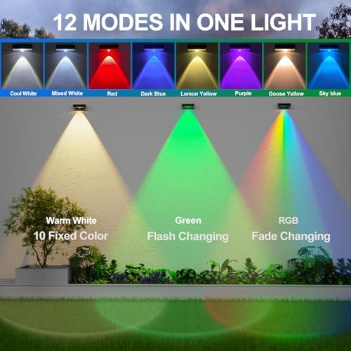 ZCXLIGHT Solar Fence Lights,Fence Lights Solar Powered Waterproof IP65 Multicolor Led 12 Fixed Colors ＆RGB Color Changing for Pool, Deck, Patio, Porch, Stairs, Holiday-8pack - Image 2