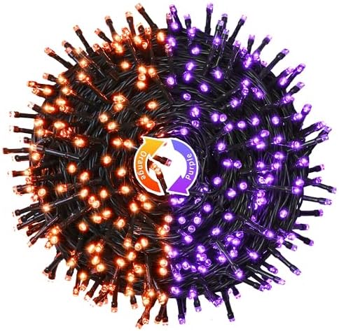 JMEXSUSS 250 LED 91.5ft Halloween String Lights, Orange to Purple, Plug in by JMEXSUSS