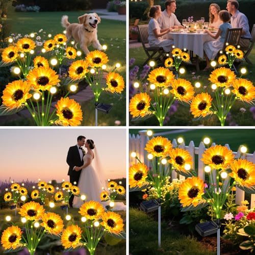 2 Pack Solar Sunflower Lights Waterproof Outdoor - Image 3