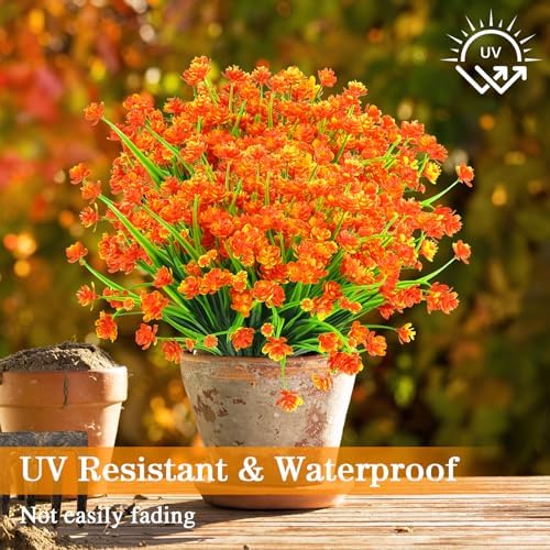 AGIRL Artificial Fall Flowers Fake Mums Outdoor,Faux Plant Porch Decor Home - Image 5