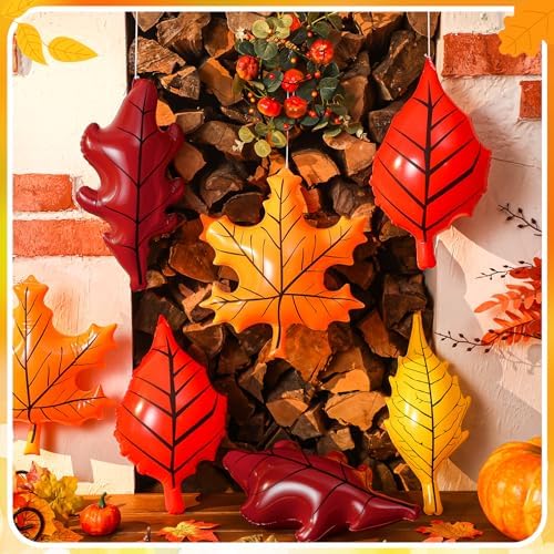 12 Pcs Fall Inflatable Leaf Outdoor Decorations Thanksgiving Large Inflatable Maple Leaf Ball Balloons Fall Hanging Ornaments PVC Yard Decor for Harvest Party Supplies Indoor Outdoor - Image 3