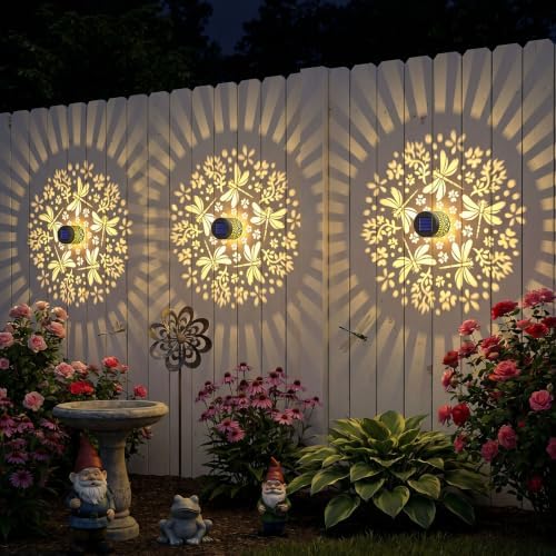 Gardsee Solar Fence Lights 6 Pack Solar Deck Lights Waterproof LED Solar Powered Step Light Wall Lights Outdoor Decorations Warm Yellow Light Decorative Lighting for Garden (Black 8) - Image 4