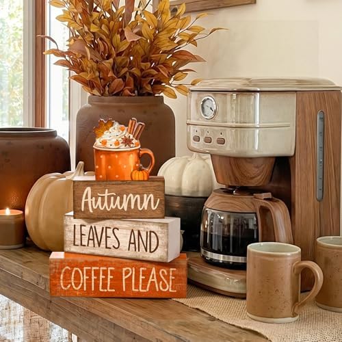 Lineshading 4 Pcs Fall Coffee Table Decor for Home, Wooden Hot Cocoa Signs - Image 6