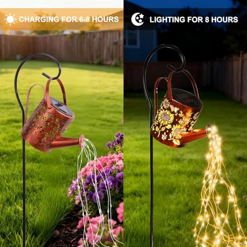 Sunflowers Solar Lights Outdoor Garden Sunflower Gifts, Gardening Gifts, Solar Watering Can Lantern Gifts for Mom Grandma Women, Patio, Yard, Pathway Lantern Decoration Gifts for Mom Grandma Women - Image 3
