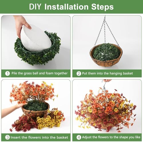INQCMY Artificial Flowers for Outdoors Fall Hanging Baskets UV Resistant - Image 4