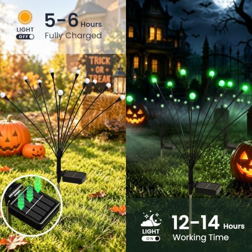 Solar Halloween Lights(4Pack 40LED), Green Outdoor Halloween Decor - Image 3