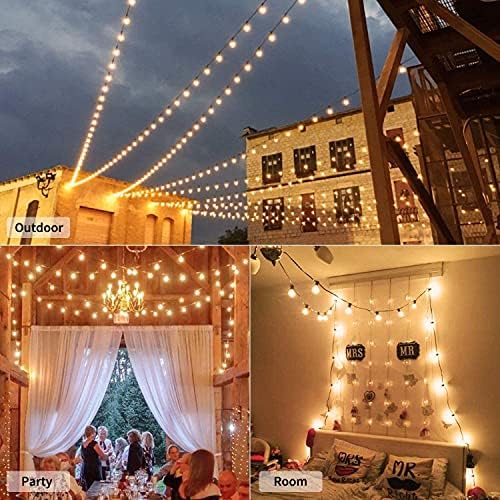 G40 Outdoor String Lights, 50Ft Hanging Outdoor Patio Lights with 53 Clear Globe Bulbs (3 Spare), Connectable Backyard Lights for Indoor Outdoor Porch Balcony Party Commercial Decoration- Brown Wire - Image 4