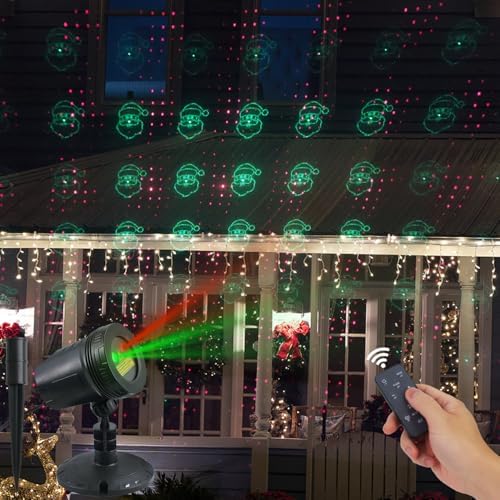 Christmas Laser Light Projector, Star Show LED Lights Red and Green Outdoor IP65 Waterproof, 3 Modes RF Remote Control, Landscape Decoration for Xmas Yard Holiday Party by ORNACELE