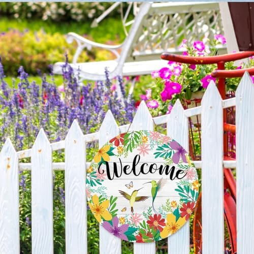 Welcome Spring Sign for Front Door, Seasonal Hanging Decorations, Welcome Hanging Sign with Hummingbirds for Farmhouse Home Front Door Porch - Image 7