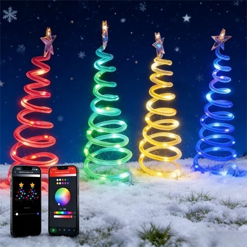 4 Pack Christmas Pathway Lights Outdoor, Spiral Christmas Tree Path Lights, Waterproof Yard Decorations, Spiral Lighted Christmas Tree Lights for Pathway, Patio, Backyard, Garden, Party Holiday Decor by Unknown