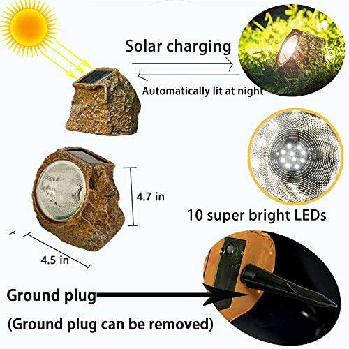 EiGreen Solar Garden Rock Lights Outdoor, 2 Pack 10 LED Waterproof Solar Powered Rock Light，Yard Landscaping Spotlights, for Indoor and Outdoor Decoration - Image 3