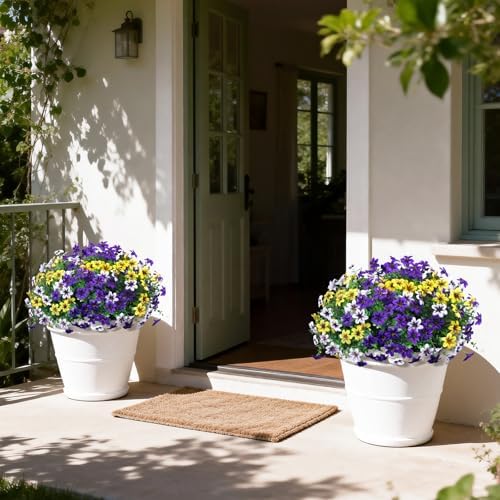 Homsunny Artificial Fake Flowers for Outdoor Spring Decoration, 12 Bundles Faux Plants Silk Daisy UV Resistant Realistic for Outside Porch Patio Balcony Planter Yard Garden Home Decor(Mixed 3) - Image 4