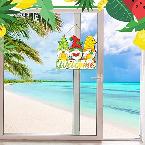 Summer Welcome Sign Wooden Fruit Gnome Hanging Sign Holiday Door Sign with Ropes Hanging Decoration with Lemon Watermelon for Summer Front Door Porch Farmhouse Outdoor Home Decor (Gnome Fruit) - Image 5