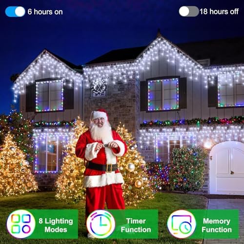 82ft 792 LED 176 Drops Christmas Lights, Outdoor Hanging lights with 8 - Image 3