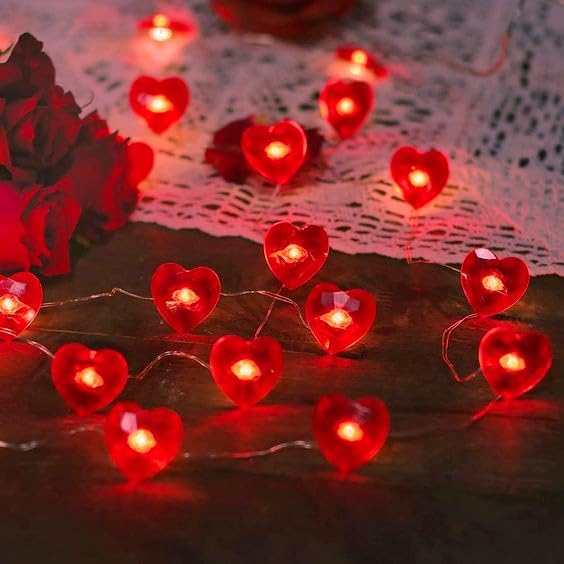 Red Heart Fairy Lights Battery Operated 10FT 30LED Valentines String Lights - Image 7