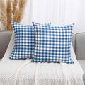 Coastal Decor Light Blue Outdoor Gingham Plaid Throw Pillow Covers 18x18 by CARRIE+HOME