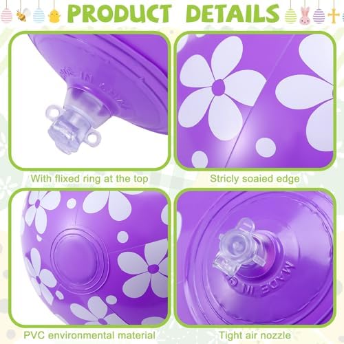 18 Pieces 12 Inch Inflatable Easter Eggs Easter Outdoor Yard Decoration Large Inflatable Hanging Eggs Ornaments Giant PVC Kids Toys for Garden Lawn Party Decor - Image 6