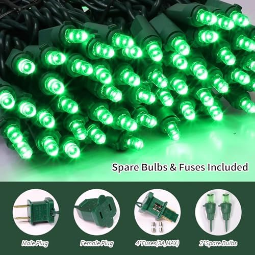 LAMPHOME 100 LED Green Halloween Mini String Lights, 21.6 Feet LED St Patrick Day Lights, Waterproof Green Christmas Lights for Indoor Xmas Tree Garland Wedding Party Festival Decoration, Green Wire - Image 2