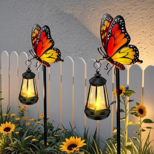 Solar Lights Outdoor 2 Packs 32.28in Garden Butterfly with Solar Lights - Image 3
