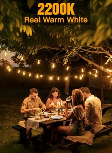 Ollny Outdoor String Lights 30FT, Shatterproof Connectable Patio Lights with 15+1 Spare ST38 Vintage Bulbs, 2200K Warm White Waterproof Outside Hanging Light for Camping Yard Gazebo Porch Balcony - Image 5