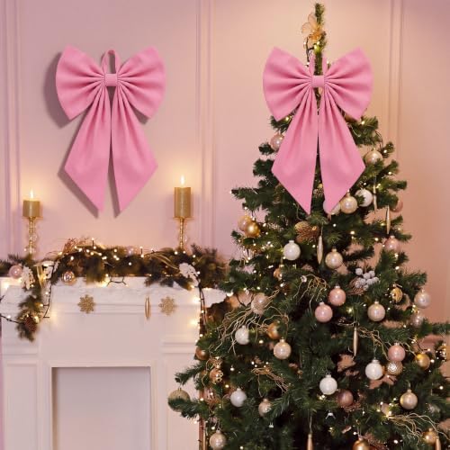 Suncalla 2 Pcs Pink Christmas Wreath Bows 18'' x 12'' - Image 4