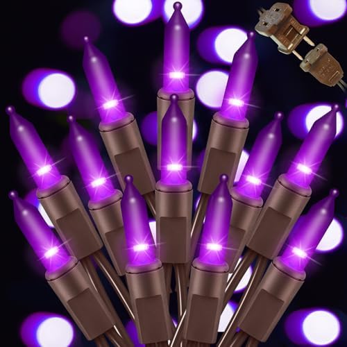 LAMPHOME Halloween Purple String Lights, 100 Mini Fairy Lights Set, Brown Wire 20Ft Traditional Halloween Holiday Décor for Home, Christmas Tree, Bedroom, Patio, Wedding by ULL