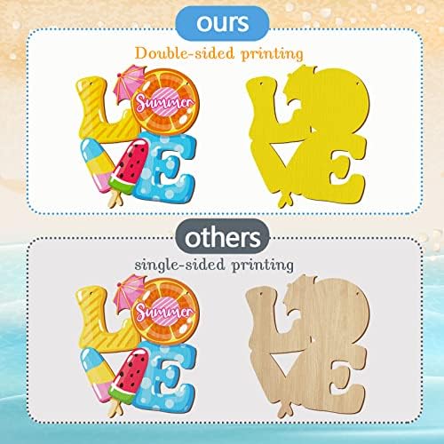 Jetec 2 Pcs Summer Wooden Sign Sandbeach, Hanging Door Porch Wall Decor - Image 3