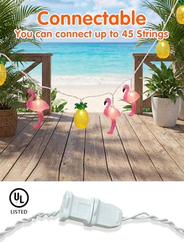 8.5FT Flamingo Pineapple Summer String Lights, Boho Tropical Tiki Summer Decorative String Lights with 10 LED Bulbs, Connectable Outdoor Indoor Decor for Hawaiian Luau, Pool Party, Patio, Beach - Image 5