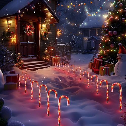 10 Pack Candy Cane Pathway Lights, Light Up Outdoor Christmas Decoration - Image 5