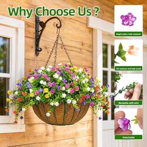 CLEANGOR 12 Pcs Artificial Flowers for Outdoors Decorations (6 Color) - Image 4