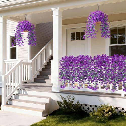 Vibrant Silk Artificial Flowers for Outdoors with Realistic UV Resistant Fake Plants,Includes 2 PCS of Spring Garden Decor Set for Hanging, Patio, Front Porch, Yard Decorations Outdoor - Image 4