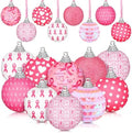 Blosssound 16 Pcs Breast Cancer Hanging Tree Ornaments 1.57 Inch Breast Cancer Awareness Ball Decoration Pink Ribbon Hanging Ornaments Decor for Breast Cancer Party Gifts by Blosssound