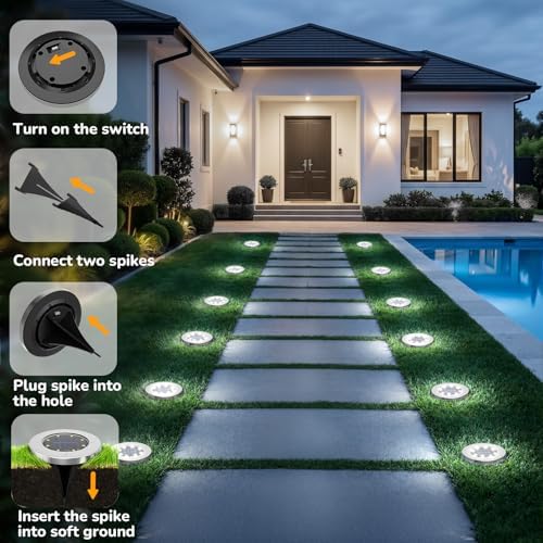 INCX 4.6 inch Solar Lights Outdoor Waterproof, 4 Pack Solar Light for Outside, Garden Lights Landscape Lighting for Patio Pathway Lawn Yard Deck Driveway Walkway, Cold White - Image 2
