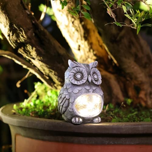 Rezpuao Solar Owl Garden Statues Outdoor Decor Resin Owl Figurine with Solar Light for Patio,Balcony,Yard,Lawn Ornament,Perfect Garden Gift - Image 7