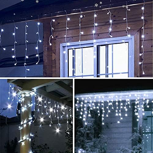 GTSYDING LED Icicle Lights, 16.4FT 216 LEDs 8 Modes Window Curtain Extendable Fairy Christmas Ceiling Dangling Hanging Twinkle Memory Lights for Decorations Outdoor Indoor Cool White, 5M - Image 2
