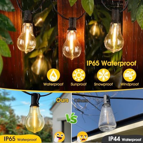 Larkvue 200FT(2x100FT) Outdoor String Lights, 63 A39 Edison Bulbs, Black - Image 3