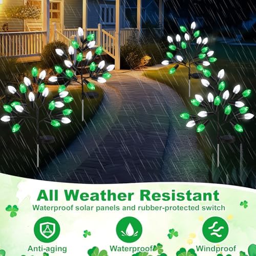Glooglitter 4 Pcs ST Patricks Day Solar Pathway Lights Outdoor Decorations - Image 4