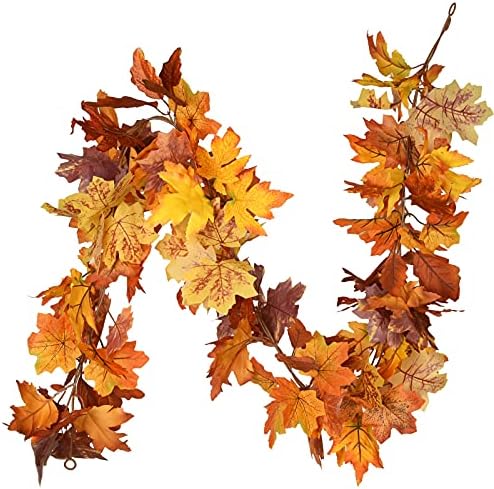 2 Pack Fall Garland Maple Leaf, 5.9Feet/Strand Hanging Vine Artificial Autumn Foliage Garland Thanksgiving Decor for Home Wedding Fireplace Party Christmas - Image 6