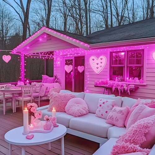 JMEXSUSS 8 Modes 163ft 500 LED Pink Christmas Lights with Remote - Image 6