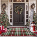 Moucuny 2'4'' X 3'7'' Red Green White Brown Christmas Plaid Outdoor Rug by Moucuny
